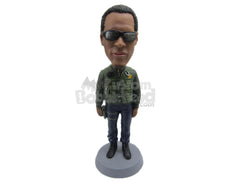 Custom Bobblehead Super Cool Dude With A Stylish Jacket - Leisure & Casual Casual Males Personalized Bobblehead & Cake Topper