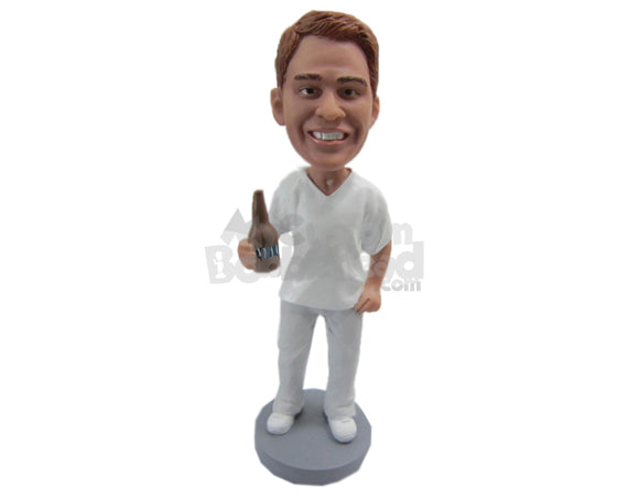 Custom Bobblehead Cool Man In Comfortable Clothes With A Beer - Leisure & Casual Casual Males Personalized Bobblehead & Cake Topper