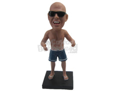 Custom Bobblehead Shirtless Dude Chilling Out In Shorts - Leisure & Casual Casual Males Personalized Bobblehead & Cake Topper