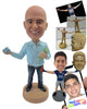 Custom Bobblehead Good Looking Guy In Shirt With Stuff In Hand - Leisure & Casual Casual Males Personalized Bobblehead & Cake Topper