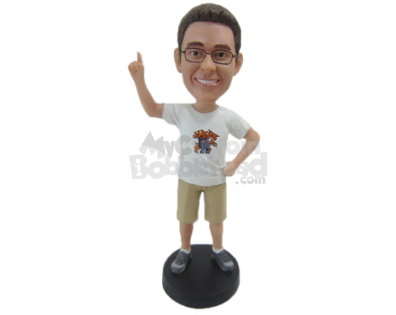 Custom Bobblehead Cool Dude With Enigmatic Charisma In Shorts - Leisure & Casual Casual Males Personalized Bobblehead & Cake Topper