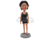 Custom Bobblehead Gorgeous Lady In One Piece Attire With A Matching Handbag - Leisure & Casual Casual Females Personalized Bobblehead & Cake Topper