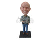 Custom Bobblehead Happy Male In Funky Shirt With Mobile In Hand - Leisure & Casual Casual Males Personalized Bobblehead & Cake Topper