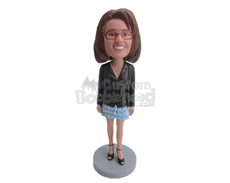 Custom Bobblehead Beautiful Girl In Trendy Skirt And Jacket - Leisure & Casual Casual Females Personalized Bobblehead & Cake Topper