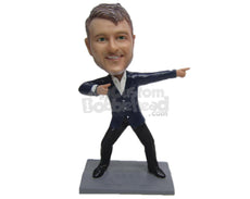 Custom Bobblehead Handsome Dude Rocking In Suit - Leisure & Casual Casual Males Personalized Bobblehead & Cake Topper