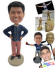 Custom Bobblehead Good Looking Male Smiling With Confidence - Leisure & Casual Casual Males Personalized Bobblehead & Cake Topper