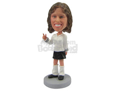Custom Bobblehead Beautiful Girl With A Great Smile - Leisure & Casual Casual Females Personalized Bobblehead & Cake Topper