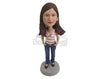Custom Bobblehead Elegant Lady With Trendy Top And Beautiful Necklace - Leisure & Casual Casual Females Personalized Bobblehead & Cake Topper