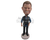 Custom Bobblehead Handsome Guy With An Awesome Half Jacket - Leisure & Casual Casual Males Personalized Bobblehead & Cake Topper