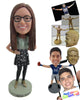 Custom Bobblehead Happy Cute Girl In Funky Skirt - Leisure & Casual Casual Females Personalized Bobblehead & Cake Topper