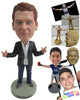 Custom Bobblehead Handsome Gentleman Rocking In Awesome Suit - Leisure & Casual Casual Males Personalized Bobblehead & Cake Topper