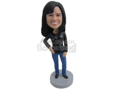 Custom Bobblehead Young Confident Girl In Trendy Outfit - Leisure & Casual Casual Females Personalized Bobblehead & Cake Topper
