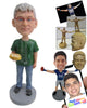Custom Bobblehead Man In Cool Casual With Pizza In Hand - Leisure & Casual Casual Males Personalized Bobblehead & Cake Topper