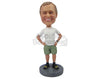 Custom Bobblehead Guy In Shorts Smiling With Hands On His Waist - Leisure & Casual Casual Males Personalized Bobblehead & Cake Topper