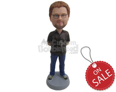 Custom Bobblehead Smart Guy In A Confident Pose - Leisure & Casual Casual Males Personalized Bobblehead & Cake Topper