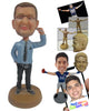 Custom Bobblehead Male Is A Professional Attire With Matching Spectacles And Phone In Hand - Leisure & Casual Casual Males Personalized Bobblehead & Cake Topper