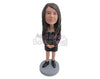 Custom Bobblehead Fashionable Female Wearing A Long-Sleeved Short Dress With Eye Catching Boots - Leisure & Casual Casual Females Personalized Bobblehead & Cake Topper