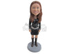Custom Bobblehead Girl Ready To Rock Wearing A Short Dress With Long Boots - Leisure & Casual Casual Females Personalized Bobblehead & Cake Topper