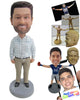 Custom Bobblehead Successful Man Looking To Seal The Deal Wearing A Dress Shirt And Pants - Leisure & Casual Casual Males Personalized Bobblehead & Cake Topper