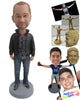 Custom Bobblehead Fashionable Man Looking Ready Wearing A Jacket And Jeans With His Casual Shoes - Leisure & Casual Casual Males Personalized Bobblehead & Cake Topper