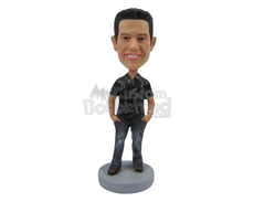 Custom Bobblehead Handsome Hunk In All Swag With Hands In Pocket And A Wrist Watch - Leisure & Casual Casual Males Personalized Bobblehead & Cake Topper