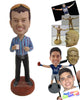 Custom Bobblehead Boy Looks Happy Wearing A Long-Sleeved Shirt And Front-Flat Pants With Casual Shoes - Leisure & Casual Casual Males Personalized Bobblehead & Cake Topper