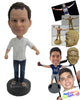 Custom Bobblehead Sporty Man Wearing A Rolled Up Sleeved Shirt With Casual Pants And Sandals - Leisure & Casual Casual Males Personalized Bobblehead & Cake Topper