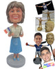 Custom Bobblehead Sophisticated Lady In Skirt With Book And A Flag In Hand - Leisure & Casual Casual Females Personalized Bobblehead & Cake Topper