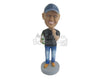 Custom Bobblehead Handsome Dude Giving A Pose Wearing A T-Shirt And Jeans With Boots - Leisure & Casual Casual Males Personalized Bobblehead & Cake Topper