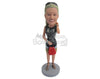 Custom Bobblehead Lady Wearing A Short-Sleeved Dress And A Skirt With Fashionable Footwear - Leisure & Casual Casual Females Personalized Bobblehead & Cake Topper