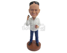 Custom Bobblehead Trendy Dude Wearing A Shirt And Jeans With Casual Shoes On - Leisure & Casual Casual Males Personalized Bobblehead & Cake Topper