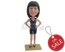 Custom Bobblehead Fashionable Lady Wearing A Top And Short Skirt With High Heels - Leisure & Casual Casual Females Personalized Bobblehead & Cake Topper