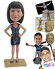 Custom Bobblehead Fashionable Lady Wearing A Top And Short Skirt With High Heels - Leisure & Casual Casual Females Personalized Bobblehead & Cake Topper