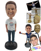 Custom Bobblehead Handsome Boy Having A Good Time Wearing A T-Shirt, Jeans And Casual Footwear - Leisure & Casual Casual Males Personalized Bobblehead & Cake Topper