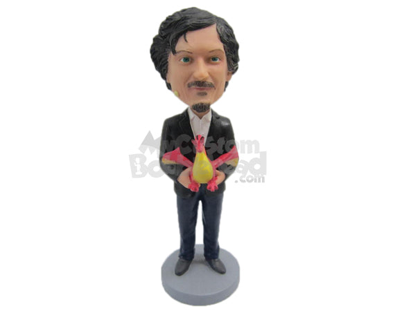Custom Bobblehead Man Wearing Fashionable Suit With Casual Front-Flat Pants And Shoes - Leisure & Casual Casual Males Personalized Bobblehead & Cake Topper