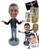 Custom Bobblehead Dude Wearing A Jacket And Jeans With Trendy Sneakers - Leisure & Casual Casual Males Personalized Bobblehead & Cake Topper