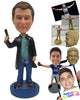 Custom Bobblehead Good Looking Handsome Man In Long Jacket With A Gun In Hand - Leisure & Casual Casual Males Personalized Bobblehead & Cake Topper