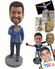 Custom Bobblehead Handsome Dude Wearing A Sweatshirt And Jeans With Casual Shoes On - Leisure & Casual Casual Males Personalized Bobblehead & Cake Topper