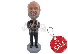 Custom Bobblehead Smart Male Wearing A Long-Sleeved Shirt, Jeans And Trendy Shoes - Leisure & Casual Casual Males Personalized Bobblehead & Cake Topper