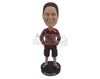 Custom Bobblehead Dude Wearing A Long-Sleeved T-Shirt, Boxers And Trendy Slippers - Leisure & Casual Casual Males Personalized Bobblehead & Cake Topper