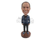 Custom Bobblehead Casual Handsome Boy Wearing A Jacket And Jeans With Fashionable Sneakers - Leisure & Casual Casual Males Personalized Bobblehead & Cake Topper