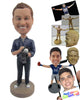 Custom Bobblehead Dude Wearing A Rolled Up Sleeved Shirt, Casual Pant And Classy Shoes - Leisure & Casual Casual Males Personalized Bobblehead & Cake Topper