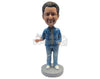 Custom Bobblehead Guy Wearing A Trendy Jacket, Jeans And Super Cool Sneakers - Leisure & Casual Casual Males Personalized Bobblehead & Cake Topper