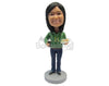 Custom Bobblehead Gorgeous Lady Wearing A Hoodie, Jeans And Sneakers - Leisure & Casual Casual Females Personalized Bobblehead & Cake Topper