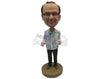 Custom Bobblehead Gentleman Wearing A Shirt And Jeans With Casual Shoes - Leisure & Casual Casual Males Personalized Bobblehead & Cake Topper