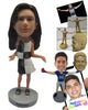 Custom Bobblehead Beautiful Gal Wearing A Top And Short Skirt With Slippers Looks Fit - Leisure & Casual Casual Females Personalized Bobblehead & Cake Topper
