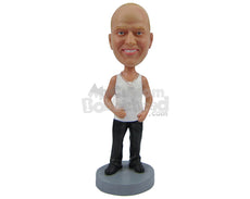 Custom Bobblehead Stylish Male With A Sleeveless T-Shirt And A Locket - Leisure & Casual Casual Males Personalized Bobblehead & Cake Topper