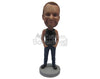 Custom Bobblehead Handsome Man Wearing A Vest And Jeans With Boots - Leisure & Casual Casual Males Personalized Bobblehead & Cake Topper
