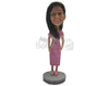 Custom Bobblehead Lady Wearing A Long Dress Showing Off Her Good Looks - Leisure & Casual Casual Females Personalized Bobblehead & Cake Topper