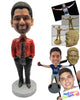 Custom Bobblehead Guy Wearing Fashionable Jacket And Both Hands In His Pockets With Front-Flat Pants And Casual Shoes - Leisure & Casual Casual Males Personalized Bobblehead & Cake Topper